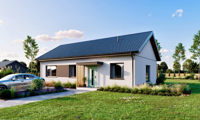 Parterowy dom Katalpa M4 z serii M-Line, 87 m², 3 sypialnie, przestronny salon z tarasem